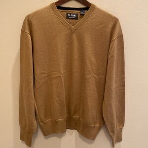 G Mac by Kartel Wool L/S V Neck Sweater Pullover Designed In Ireland Tan Medium